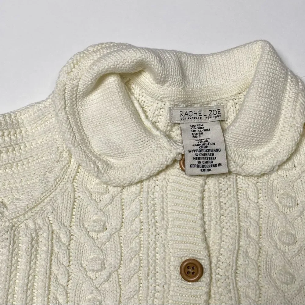 NWT Rachel Zoe Ivory Button Front Knit Cardigan Sweater Size 18 Months